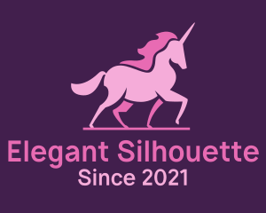 Silhouette - Pink Unicorn Silhouette logo design