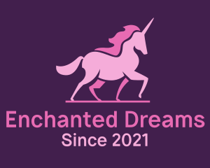Fantasy - Pink Unicorn Silhouette logo design