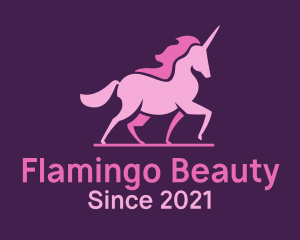 Pink Unicorn Silhouette logo design