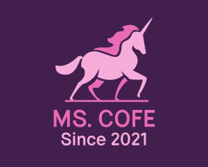 Pink Unicorn Silhouette logo design