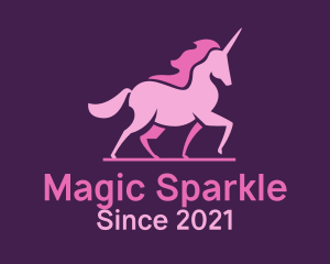 Unicorn - Pink Unicorn Silhouette logo design