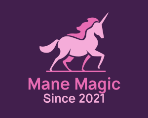 Mane - Pink Unicorn Silhouette logo design