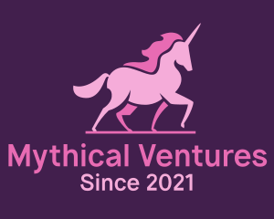 Myth - Pink Unicorn Silhouette logo design