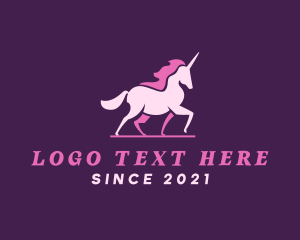 Myth - Pink Unicorn Silhouette logo design