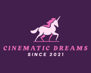 Pink Unicorn Silhouette logo design