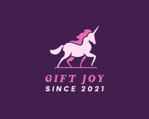 Pink Unicorn Silhouette logo design