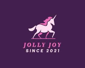 Pink Unicorn Silhouette logo design