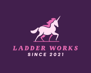 Pink Unicorn Silhouette logo design