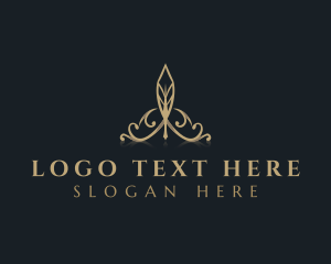 Quill - Feather Quill Tiara logo design