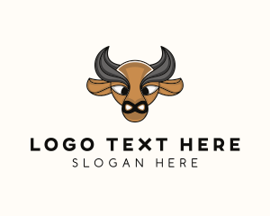Horns - Bison Buffalo Outline logo design