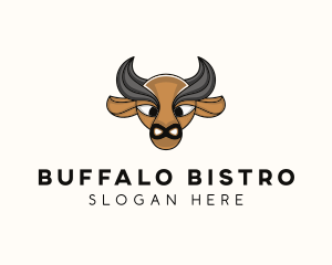 Bison Buffalo Outline logo design