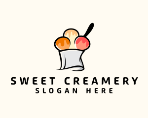 Gelato Sundae Dessert logo design