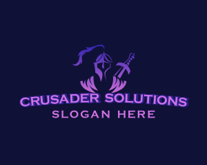 Crusader - Armor Knight Sword logo design