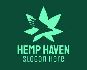 Green Eagle Weed Plant logo design