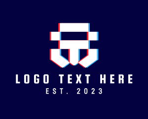 Data - Static Motion Letter T Pixel logo design