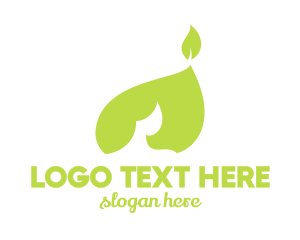 Green Leaf - Green Leaf Flame logo design