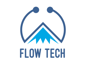 Blue Tech Mountain logo design