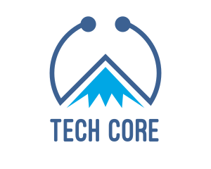 Blue Tech Mountain logo design