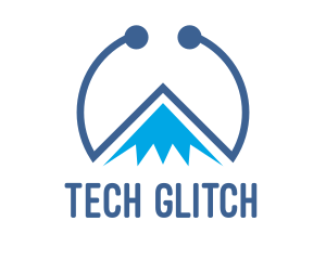 Blue Tech Mountain logo design