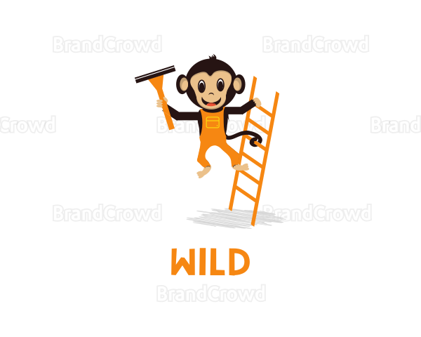 Ladder & Monkey Cartoon Logo