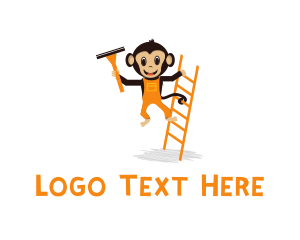 Monkey - Ladder & Monkey Cartoon logo design