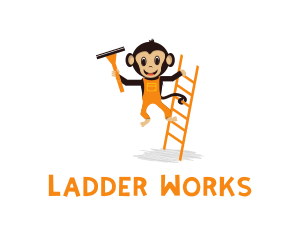 Ladder - Ladder & Monkey Cartoon logo design