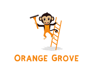 Orangutan - Ladder & Monkey Cartoon logo design