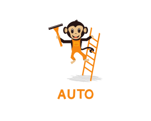 Playful - Ladder & Monkey Cartoon logo design