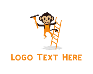 Ladder & Monkey Cartoon Logo