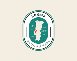 Island - Portugal Country Map logo design