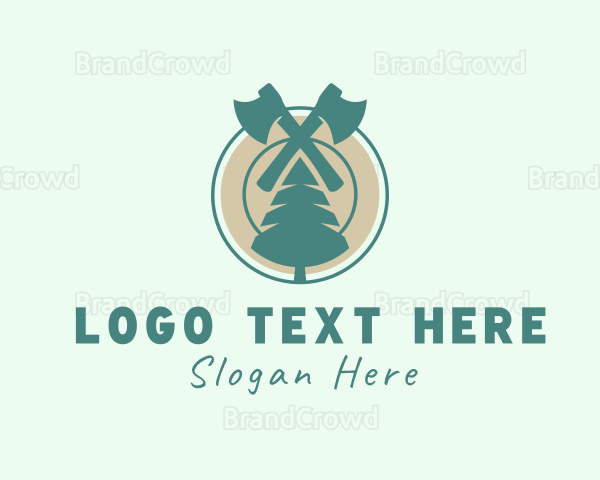 Pine Tree Forest Axe Logo