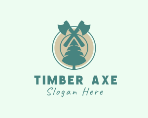 Axe Tree Lumberjack logo design