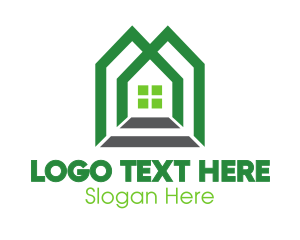 Modular - Green Shape House logo design
