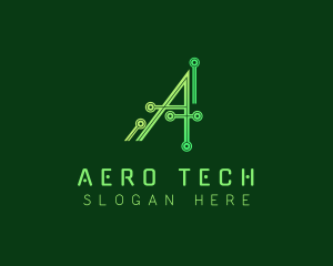 Digital Tech Circuit Letter A  logo design