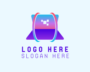 Networking - Laptop Pixel Orbit logo design