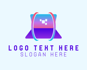 Information Technology - Laptop Pixel Orbit logo design