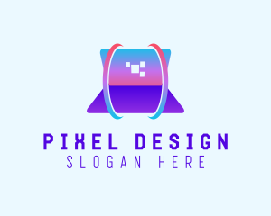 Laptop Pixel Orbit logo design