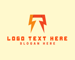 Orange Orange - Electric Lightning Letter T logo design