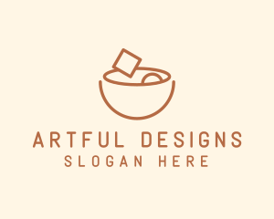 Brown Food Bowl Outline logo design