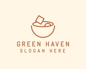 Brown Food Bowl Outline logo design