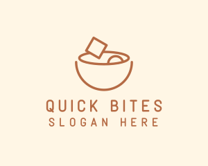 Brown Food Bowl Outline logo design