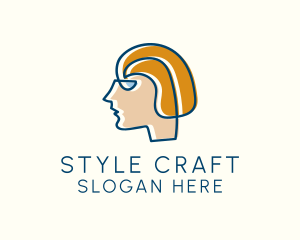 Salon Lady Hairstyle Monoline  logo design