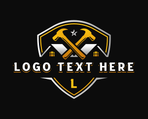 Badge - Carpentry Roof Hammer logo design