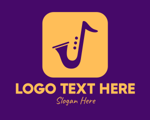 Jazz Bar - Golden Saxophone Mobile Application logo design