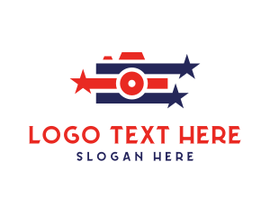 Vlogger - Stars Stripe Camera logo design