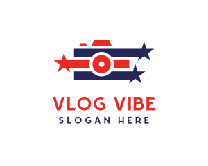 Vlogging - Stars Stripe Camera logo design