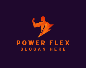 Muscular Bodybuilder Lightning logo design