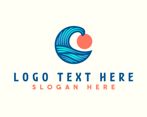 Surfing Ocean Wave Logo