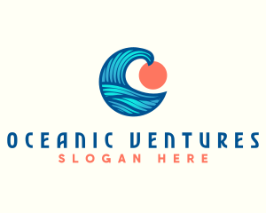 Surfing Ocean Wave logo design