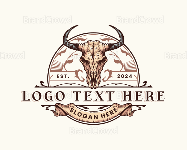 Bull Skull Horn Logo